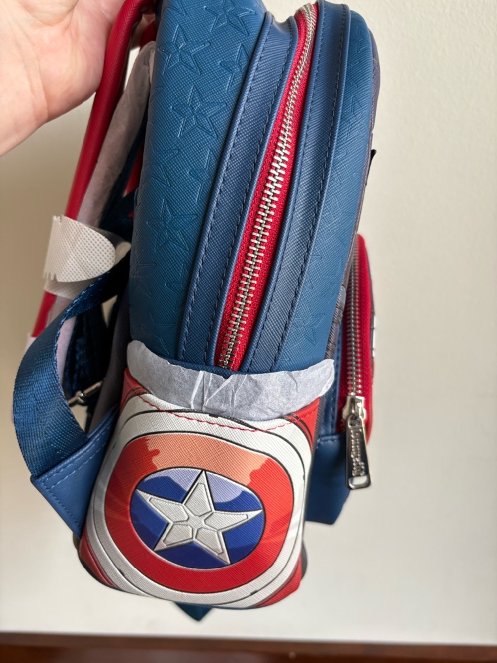 Loungefly Captain America Blue, Red & White Mini Backpack - Picture 3 of 5